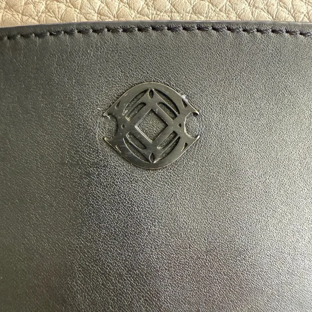Dagne Dover Ava Bucket Bone Onyx Snap Divided Compartment Leather‎ Shoulder Bag